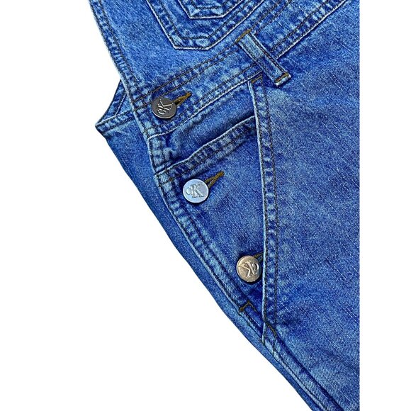 Reformation Repurposed Vintage Calvin Klein Distressed Blue Denim Overalls Women - Picture 3 of 9